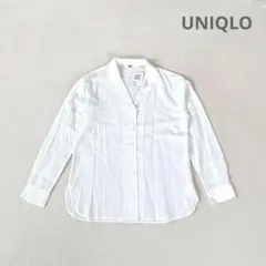 ◇627 新品 ユニクロ【S】レーヨンエアリーオープンカラーブラウス 長袖