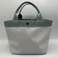 ハンドメイド　ライトグレイ　フェイクレザー　S舟形トートバッグ