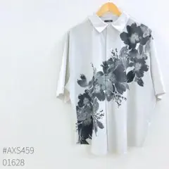 Ellno Loset フラワーショルダーシャツ ホワイト 花柄 L
