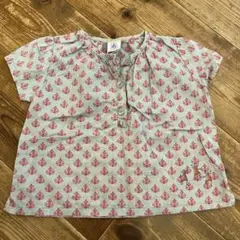 数回使用のみ⭐︎プチバトー半袖シャツ⭐︎花柄トップス12M/74cm 70〜80水色