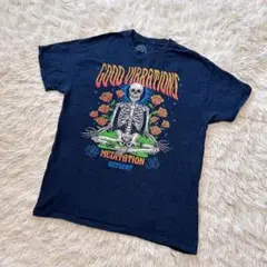 BBJY ガイコツ Tシャツ 古着 グッドバイブレーション スカル ドクロ 薔薇