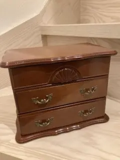木製ブラウンアクセサリーケース 2引き出し