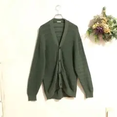 GU カーディガン　メンズ　緑　透け感あり Ｖネック　a969