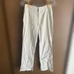 ローリーズファーム　アイボリーワイド スリットパンツ ゴム入り 麻 綿 Lサイズ