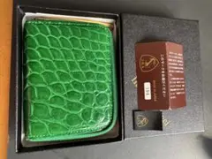 ★池田工芸マルチウォレットグリーン内装ゴールドパイソン