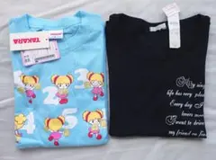 2枚セット TAKARA コエダチャン Tシャツ L 水色＋おまけ:黒TシャツL
