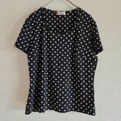 【Aylesbury】（M）半袖Tシャツカットソートップス/水玉Uネック