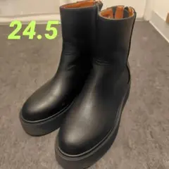 24.5cm厚底ショートブーツ　ブラック