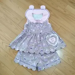 ハンドメイド やみくま柄 クマ耳付きセットアップ
