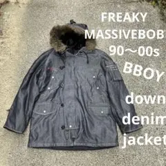 90〜00s FREAKY BBOY ma-1 ダウンジャケット デニム ファー