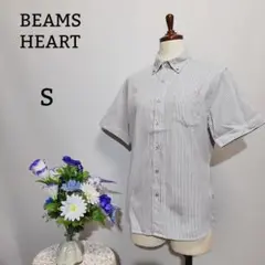 ビームスハート 極上美品 半袖シャツ Sサイズ ストライプ柄