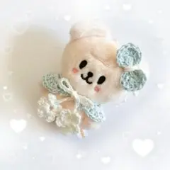 skzoo 編み物 つけ襟 リボン ソーダみるく