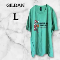 GILDAN【L】ギルダン グリーン サンタクロース Tシャツ バスケットボール