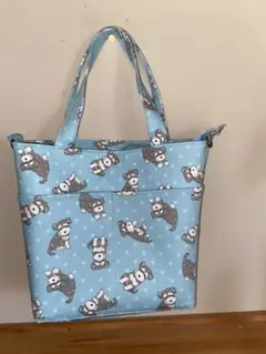 トートバッグ　犬柄　シュナウザー　蓋つき
