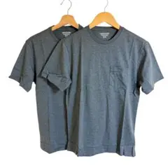 2枚組 Tシャツ ポケット付き クルーネック 半袖 ティーシャツ メンズ グレー