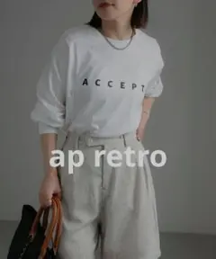 ap retro アプレトロ デザイン ロゴプリント ロンT F