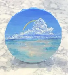 一点もの　エメラルドグリーンの海　絵画