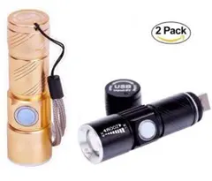 ペアセット☆2つで!超経済的 懐中電灯 led 強力 USB充電式 防水 防災