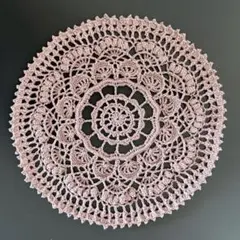 ♡丸くて可愛い立体模様♡ 手編みレース ベージュ ドイリー 16cm