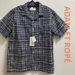 《新品》アダムエロペ　メンズ　チェックシャツ　コットン100% ネイビー　L