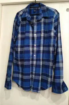 美品！オススメ！Gap 青系チェック 長袖シャツ M