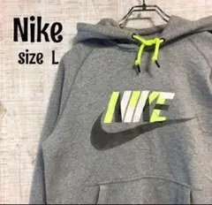 ナイキ☆スウッシュプリントロゴ パーカー プルオーバー 古着 Nike