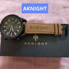 ☆メンズ　AKNIGHT クロノグラフ 腕時計 ブラウンレザー