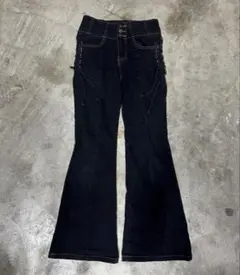 00s black denim flare gimmick opium y2k