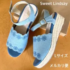 Sweet Lindsay ♡刺繍入りデニムサンダル ♡Lサイズ♡水色