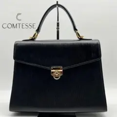 美品✨ COMTESSE コンテス ハンドバッグ レザー ブラック ゴールド