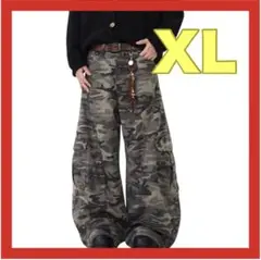 y2kデニムパンツ 迷彩バギーデニム　新品未使用　迷彩デニム　XL