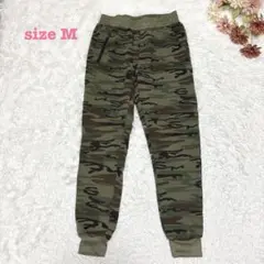 s.1226 レディース スウェット パンツ 迷彩柄 ウエストゴム カーキ M