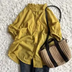 【ジャーナルスタンダード】ボイルフリル切り替えブラウス 秋色イエロー　フリー