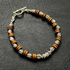 【新品】インディアンジュエリー　ブレスレット　ナバホ　木製　シルバービーズ