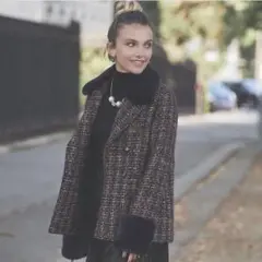 フェイクファーコンビツイードジャケット eimy istoire