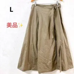【美品】ラップスカート ブラウン きれいめ カジュアル コットン100% L