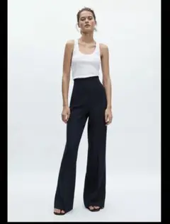 新品　ZARA ZWコレクション ハイウエストジッパーパンツ