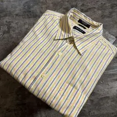 NAUTICA ストライプシャツ L イエロー×ブルー 香港製ゆるダボメンズ古着