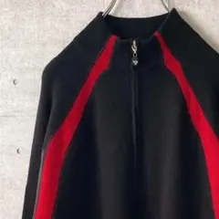 US買付 ウール ハーフジップ プルオーバー ニット Y2K 黒 XL