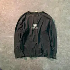 7BS2【90's archive】プリント長袖Tシャツ　黒　年代物　古着
