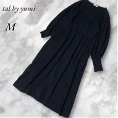 tal by yumi　カットソーワンピース　ロング丈　しわ加工　M　ブラック