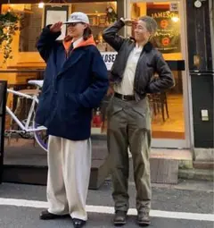 ネイビー ロングコート ウール混合
