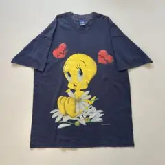 【Euro古着】90sトゥイーティー Tシャツ L相当 ネイビー ビッグデザイン