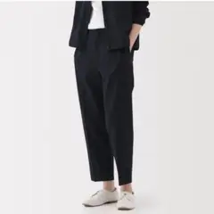 無印良品　ストレッチサッカーイージーテーパードパンツ婦人M・ネイビー