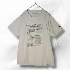 イッカ ikka ホワイト グラフィックプリント Tシャツ M うみがめの刺繍