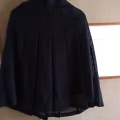 フード付きメッシュフレアスカート ブラック