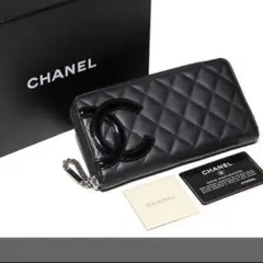 CHANEL カンボンライン ラウンドファスナー ブラック/ピンク レア正規品