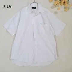 FILA/ 半袖シャツ【L】 ストライプ　ボタンダウン　ロゴ刺繍