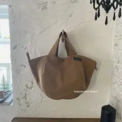 mauve ハンドメイド　コロンとしたバッグ　中サイズ　オリーブブラウン