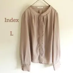 Index インデックス ノーカラーブラウス ベージュ Lサイズ オフィス 通勤